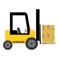 The loader loads the boxes