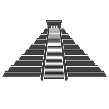 recommend clip art: Aztec pyramid icon isolated on whit. Mayan landmark in Mexico