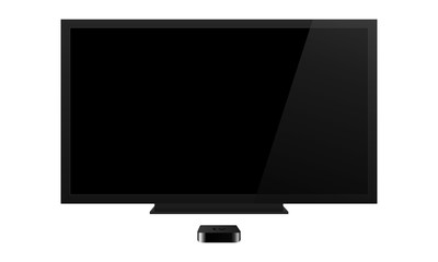 TV screen mockup with reciever isolated on white background. Can be use for your web design showcase, product, presentations, advertising and much more. Vector illustration