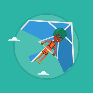 Man flying on hang-glider vector illustration.