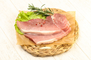 Raw pork steak