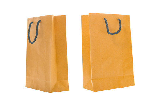 Blank brown paper bag isolated on white background. This has clipping path.