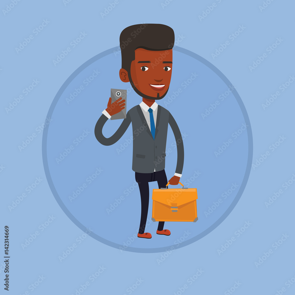 Canvas Prints Businessman making selfie vector illustration.