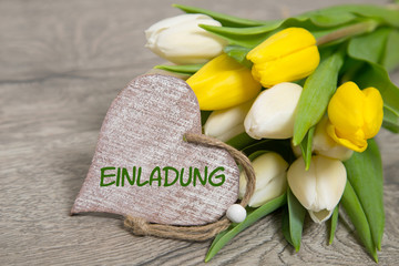 Tulpen und Herz: Einladung