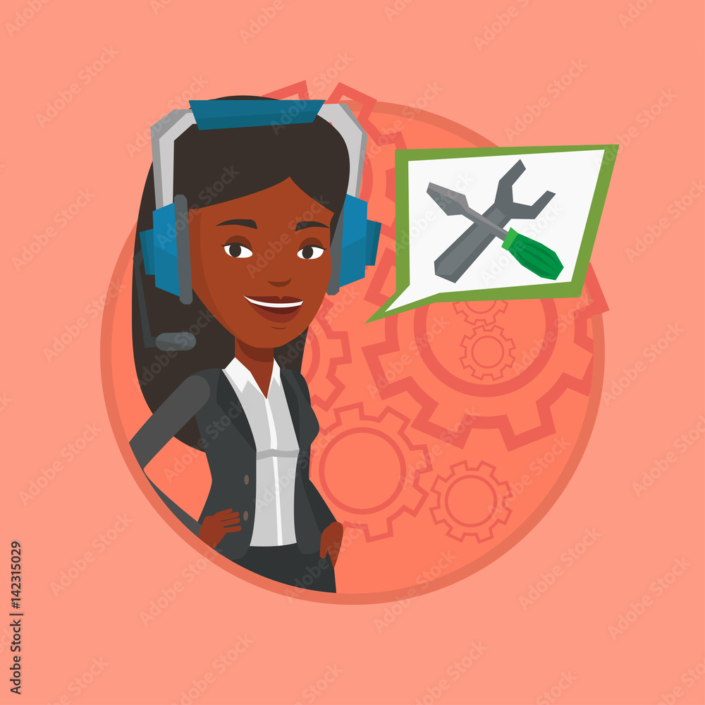 Poster technical support operator vector illustration.