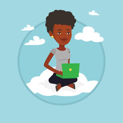 Woman using cloud computing technology.
