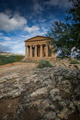 Fototapeta na wymiar Agrigento, Italy - October 15, 2009: ancient Greek landmark in the Valley of the Temples outside Agrigento, Sicily