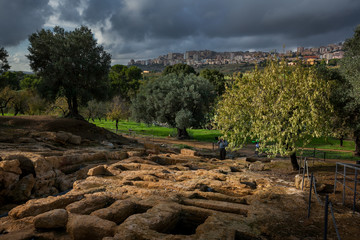 Agrigento, Italy - October 15, 2009: ancient Greek landmark in the Valley of the Temples outside...