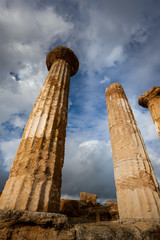 Agrigento, Italy - October 15, 2009: ancient Greek landmark in the Valley of the Temples outside Agrigento, Sicily