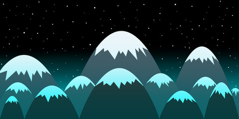 Schneebedeckte Berge in der Nacht