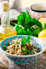 Rice, Lentil and Chickpea Salad with Herbs.