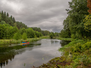 Kayakers during canoeing  excursion
