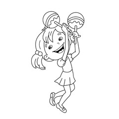 Coloring Page Outline Of cartoon girl playing the maracas. Musical instruments. Coloring book for kids