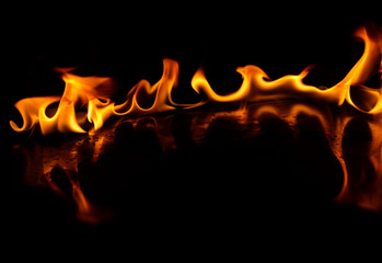 Art abstract fire flame on black background