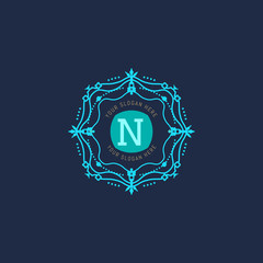 The letter N made in modern line style vector. Luxury elegant frame ornament and ethnic tribal elements. Example designs for Cafe, Hotel, Jewelry, Fashion, Restaurant