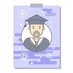 Linear Flat people faces and professions vector illustration.