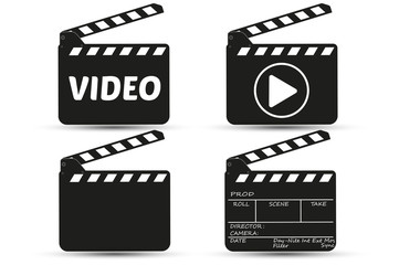 Realistic clapper.cinema.Board on a white background.film.time.vector illustration.