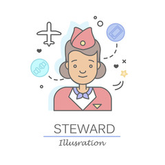 Linear Flat people faces and professions vector illustration.