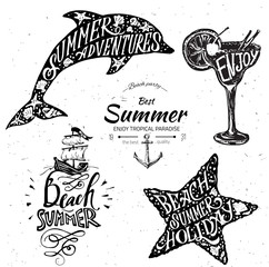 Vintage summer typography design with labels