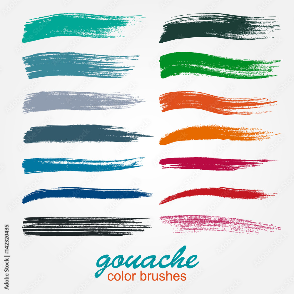 Poster a set of vector brushstrokes. pastel gouache. paint spots. grunge texture. a high resolution. brushe
