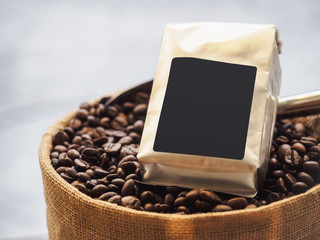 Coffee beans Package Blank label Mock up Retail shop display