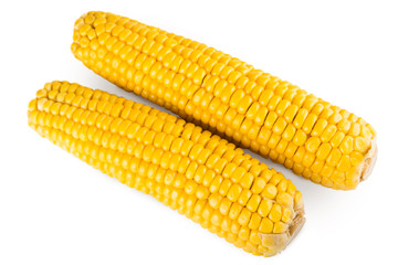 Corncob or corn isolated on white background