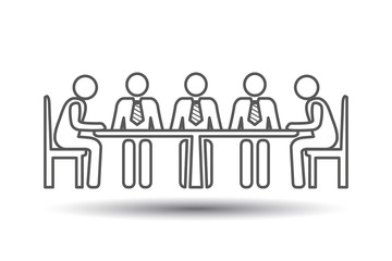 Group People Thin Icons. Conference Meeting Icons. Team work and human resource management.