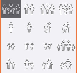 Family Icons. Man and Women Thin Pictogram. - 142320647
