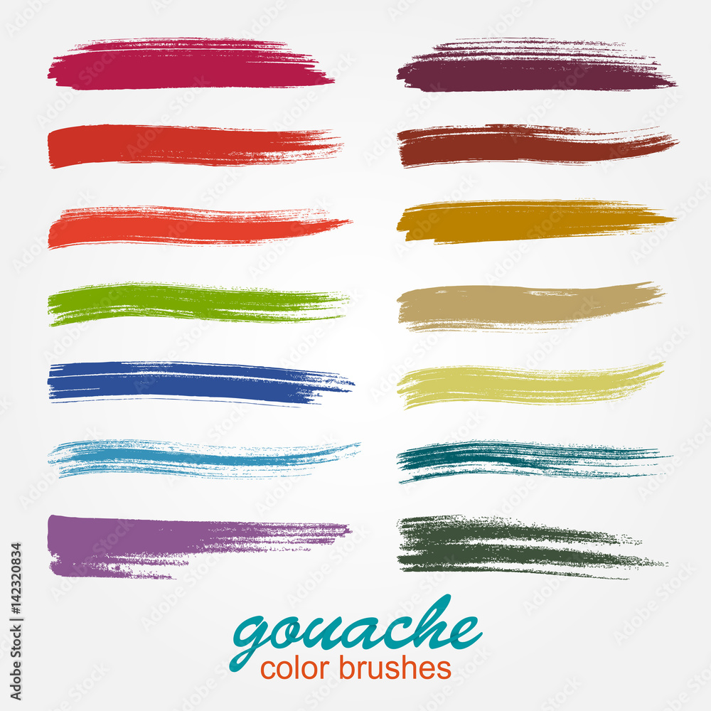 Poster a set of vector brushstrokes. gouache pastel. grunge texture. a high resolution. brushes are stored 