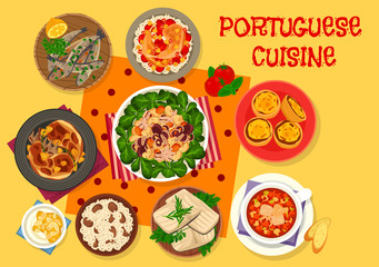 Portuguese cuisine lunch icon for menu design