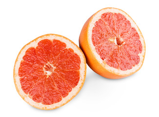 Obraz na płótnie Canvas Fresh grapefruit citrus fruit closeup isolated on white background