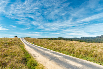 Asphalt road and countryside views