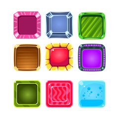Colorful Gems Flash Game Element Templates Design Collection With Colorful Square Candy For Three In The Row Type Of Video Game