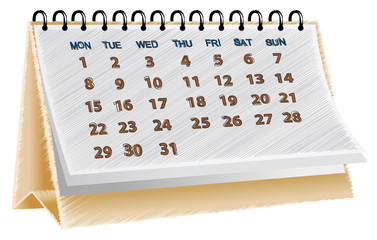 Hatched and sketched orange desk calender