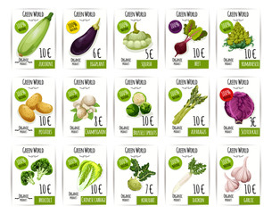 Fresh vegetable price label and tag set design