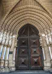 Portugal , Evora . Like a fortress granite Cathedral of Evora - Romanesque mixed with the Gothic . This is one of the finest medieval cathedrals of Portugal and the biggest among them.