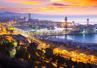 Port Vell at Barcelona in dawn
