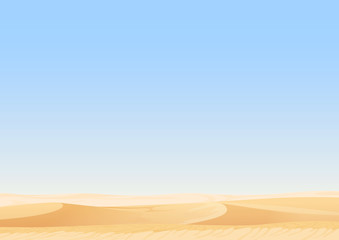 Fototapeta na wymiar Empty sky desert dunes vector egyptian landscape background. Sand in nature illustration.