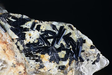 Tourmaline crystals, type dravite,  on albite matrix
