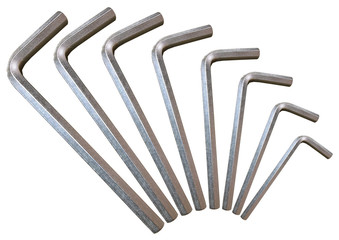 Hex Key Silver Set Arc Isolated