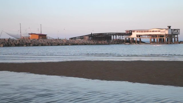 beach, coast, ebb, fishing, flow, huts, Italy, low, nature, ocean, sand, scenic, sea, serene, sunset, tide, view, water, wave, waves