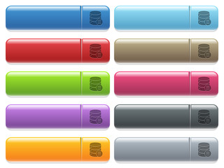 Database options icons on color glossy, rectangular menu button