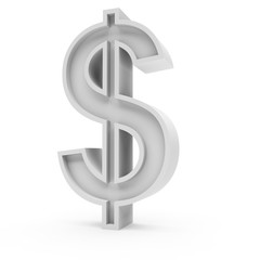 3d Rendering grey material Dollar symbol isolated white background
