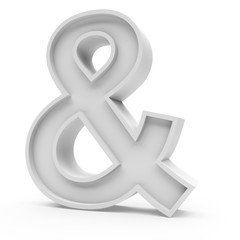 3d Rendering grey material ampersand symbol isolated white background