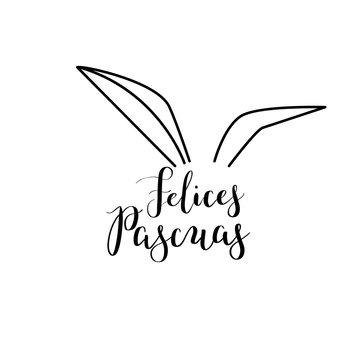 Calligraphy hand-drawn Felices Pascuas lettering in Spanish