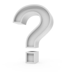 3d Rendering grey material Question symbol isolated white background