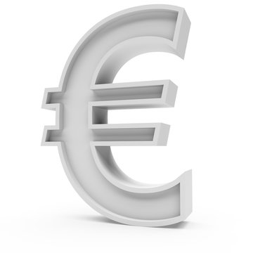 3d Rendering grey material Euro symbol isolated white background