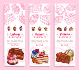 Cake desserts banner for bakery and pastry design