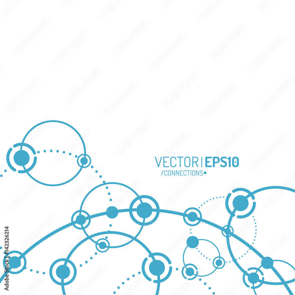 Poster vector technology concept. connected lines and dots. network sign illustration