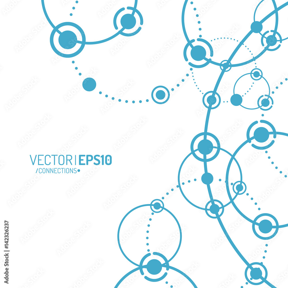 Poster vector technology concept. connected lines and dots. network sign illustration
